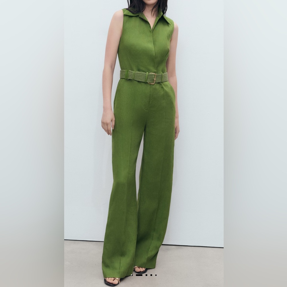 Mango Sleeveless Green Jumpsuit
